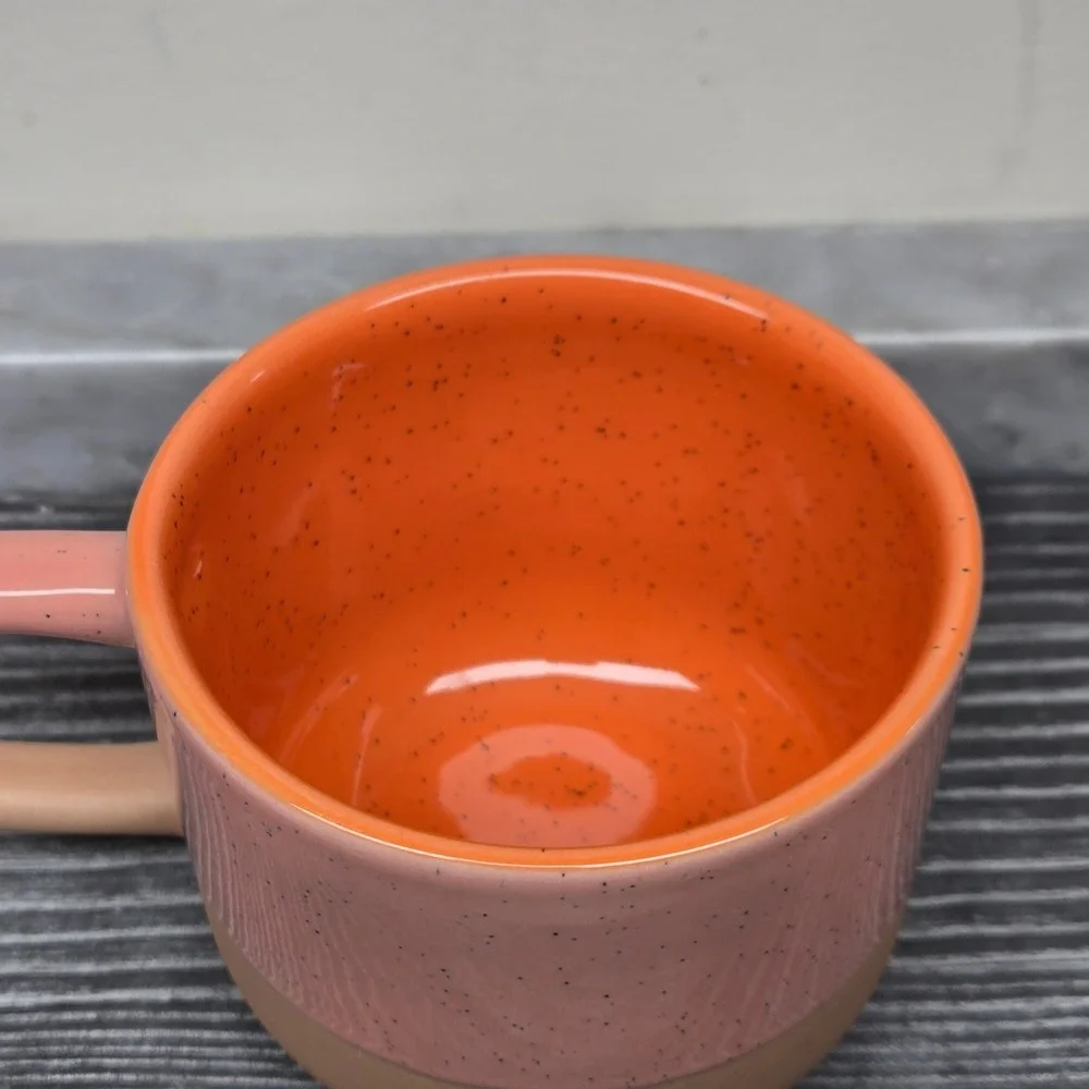 Starbucks 2018 Pink & Orange Speckled Terracotta Coffee Mug, 12oz Tri-Color Logo - Picture 15 of 15